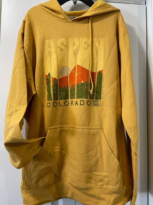 M Adult Hoodie, Mustard, Colorado