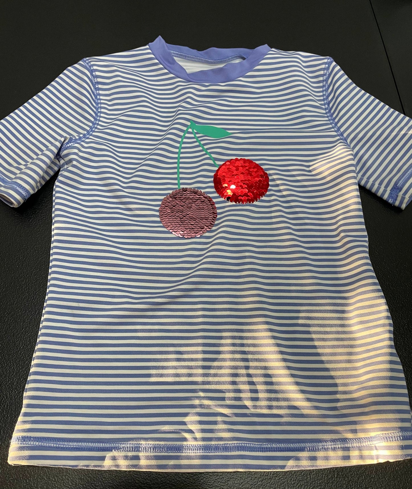 6X Girls Swim Shirt, Striped w/Cherries