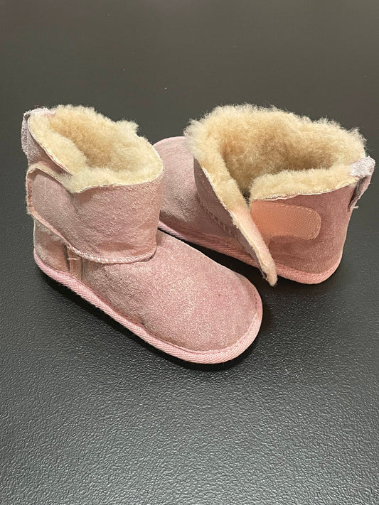 18-24 Months Girls Booties, Pink Suede