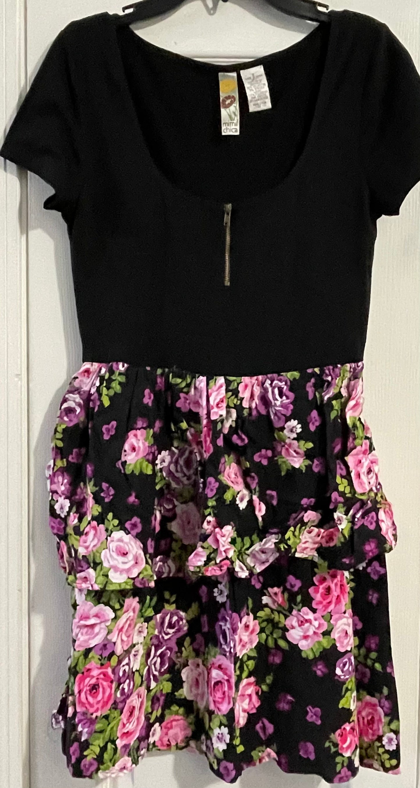 S Junior Girls Dress, Black w/Floral