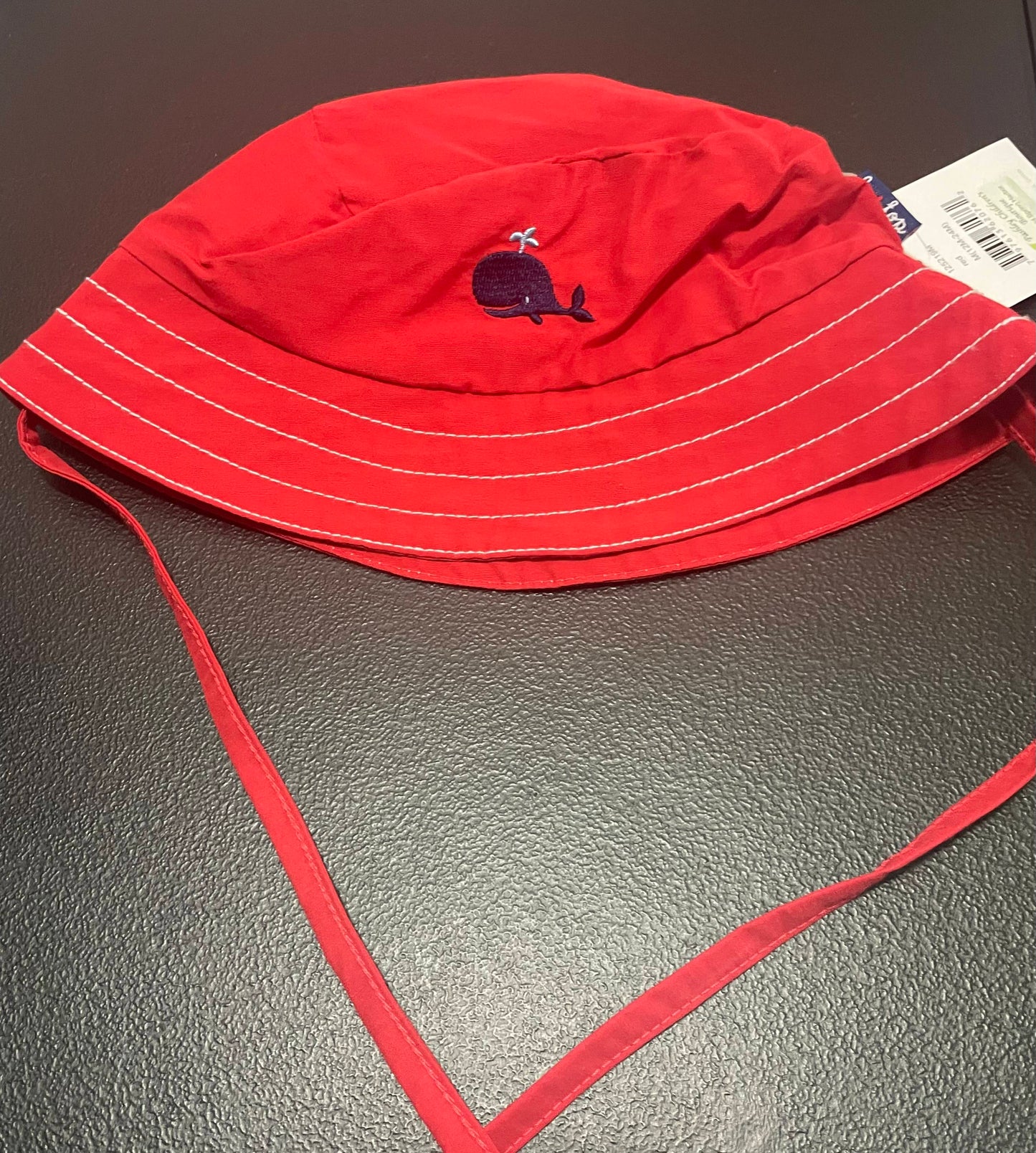 12M Boys Bucket Hat, Red w/Whale