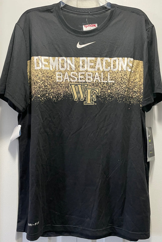 L Mens T-Shirt, Black, Demon Deacons Baseball