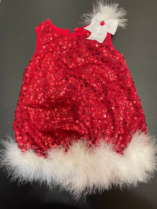 18 Months Girls Tunic, Red Sequined