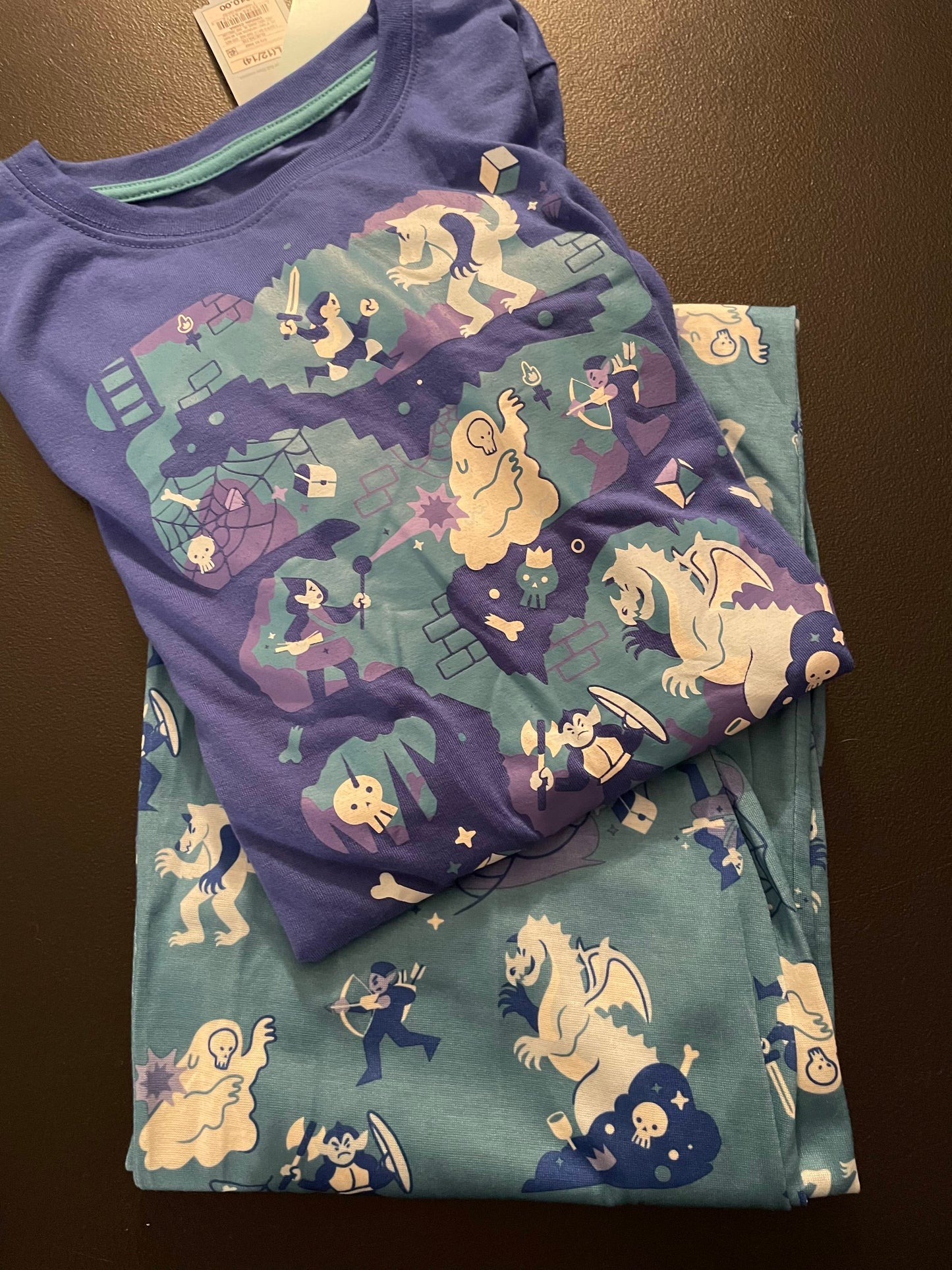 L Boys 2pc PJ Set, Blue w/Monsters