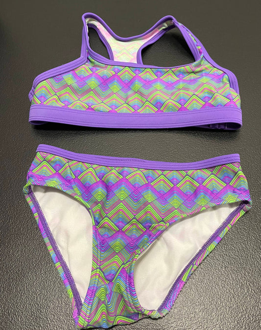 4 Girls Bikini, Purple Geometric Pattern