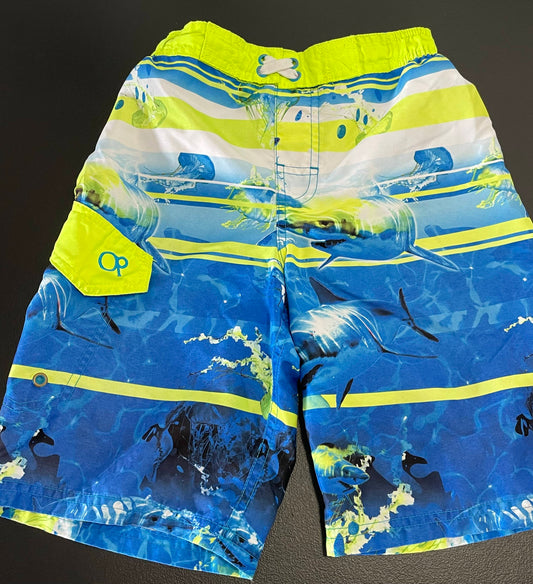 M Boys Swim Trunks, Blue W/Sharks