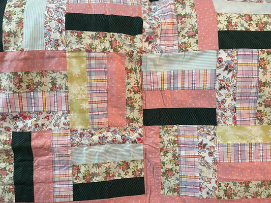 Baby Quilt, 38”x39” Floral/patchwork