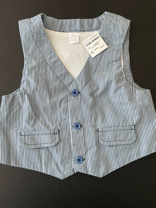 18m Boys Vest, Blue & White Striped