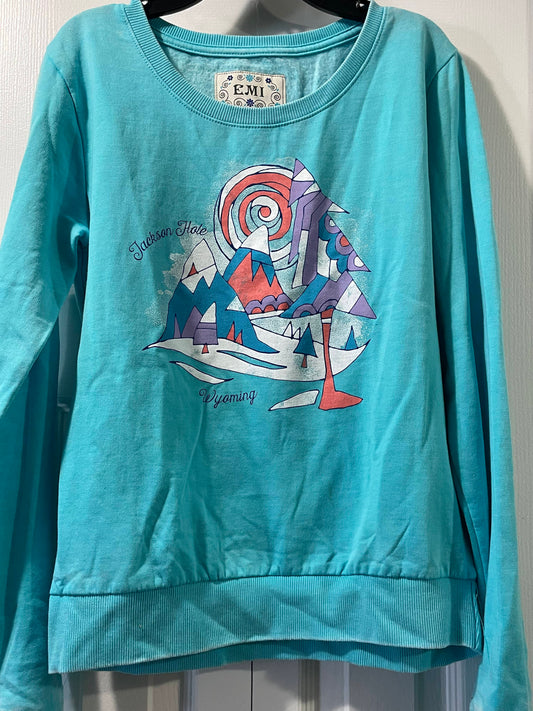 S Youth Girls Sweatshirt, Aqua, Jackson Hole