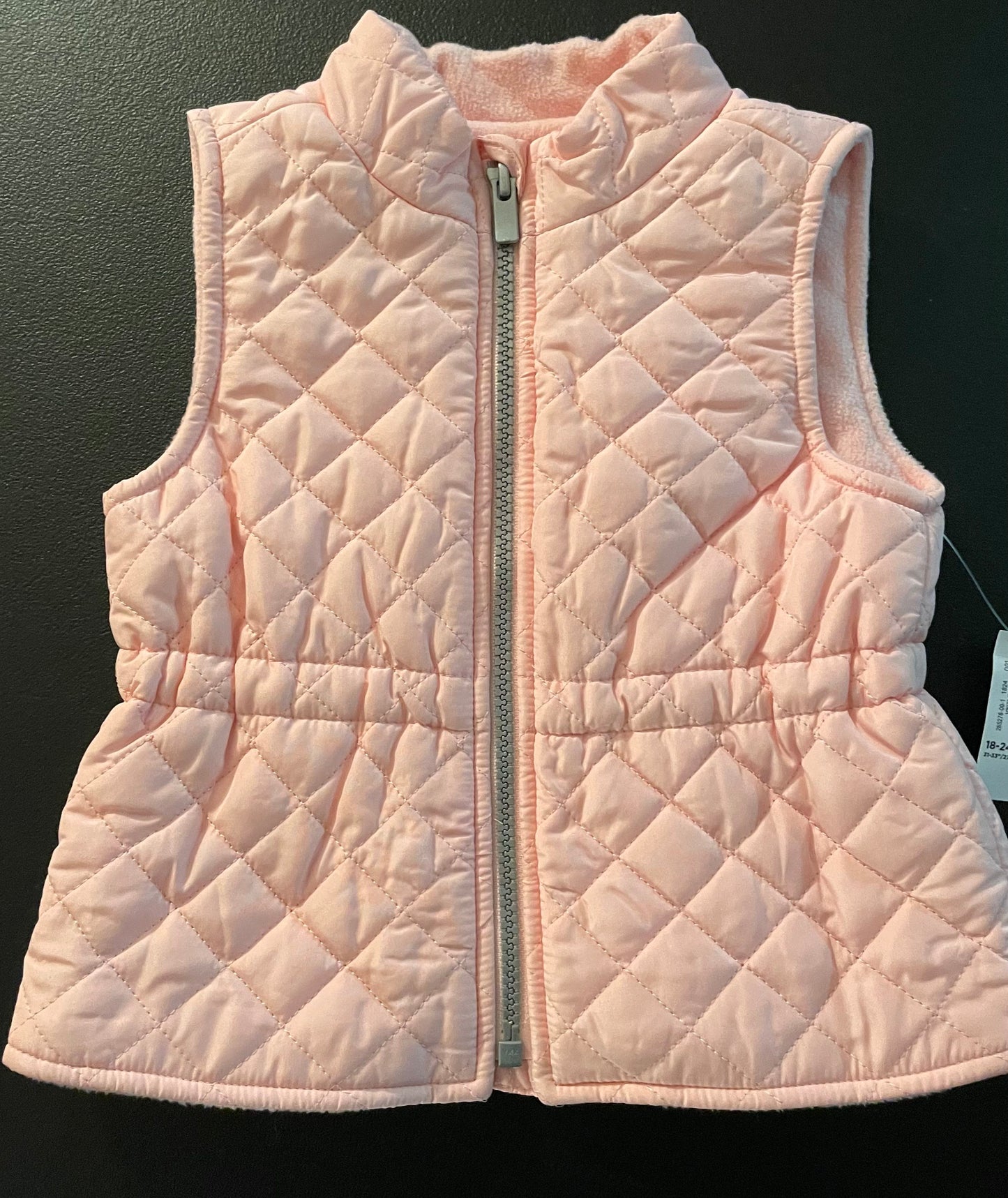 18-24M Girls Puffer Vest, Pale Pink