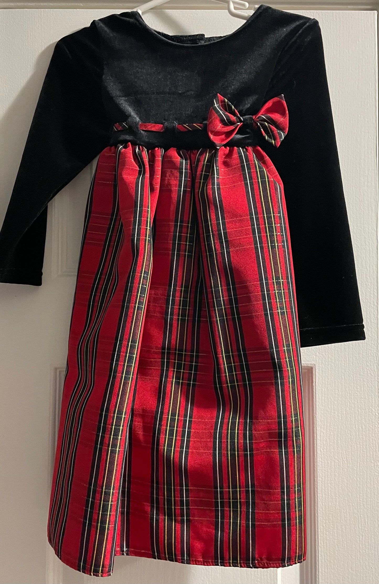 3T Girls Christmas Dress, Black & Red Plaid