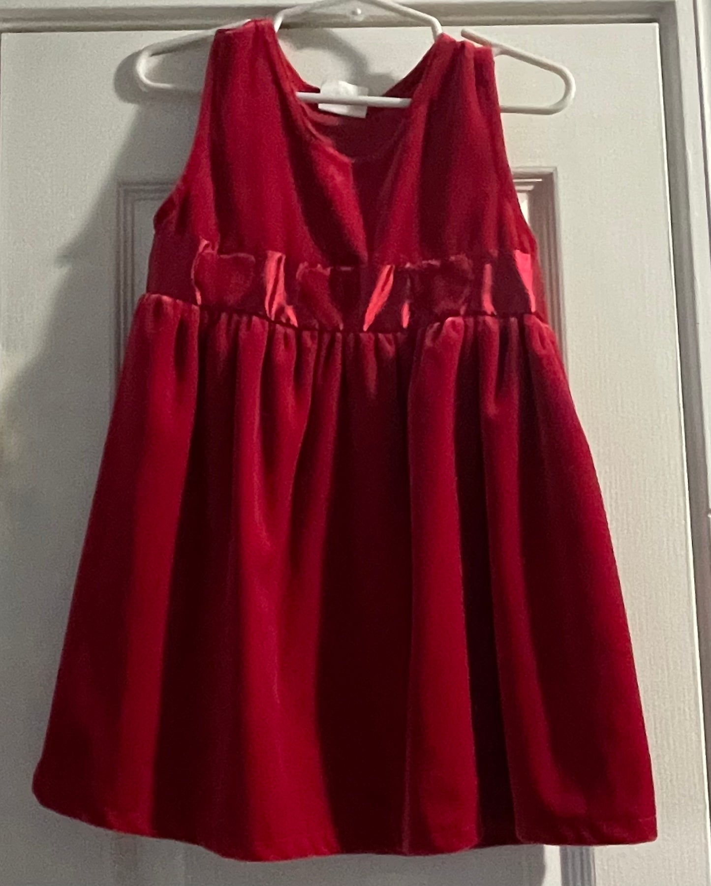 3 Girls Holiday Dress, Red Velour w/Hearts