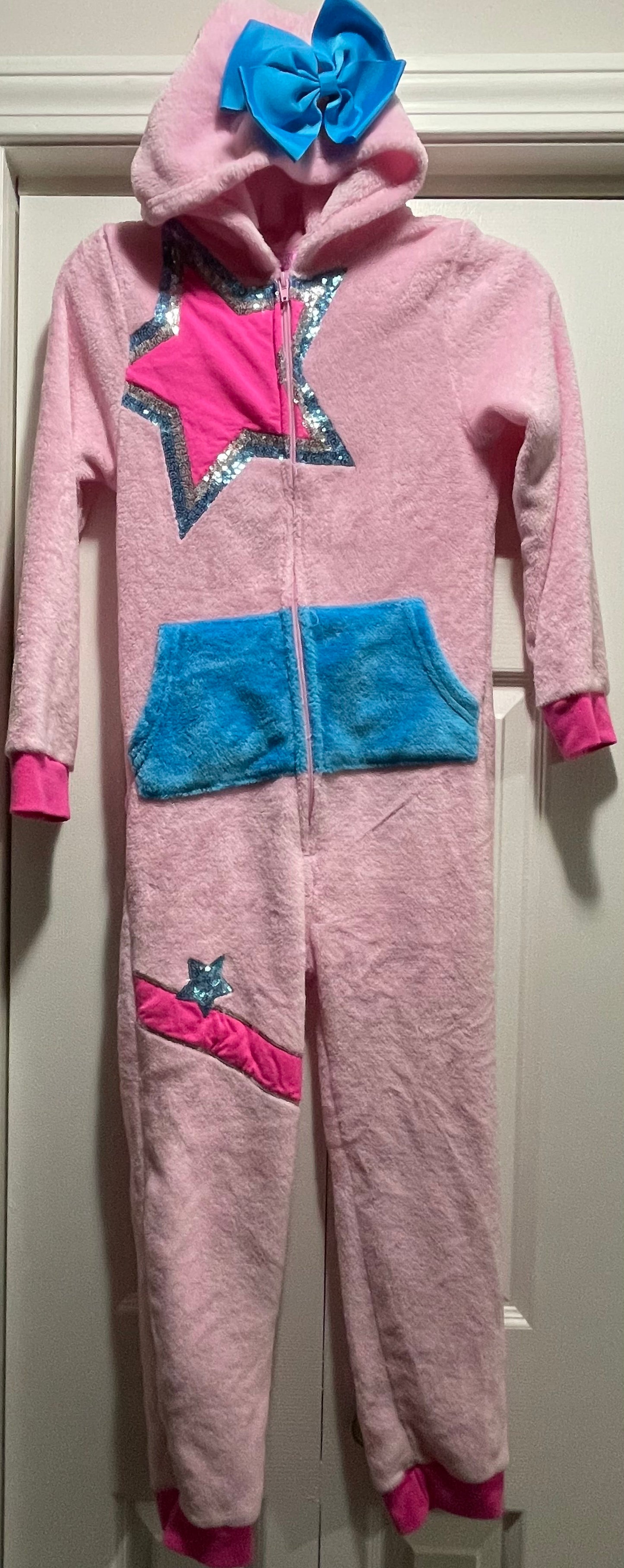 XL Girls Onsie, Pink w/Stars & Sequins