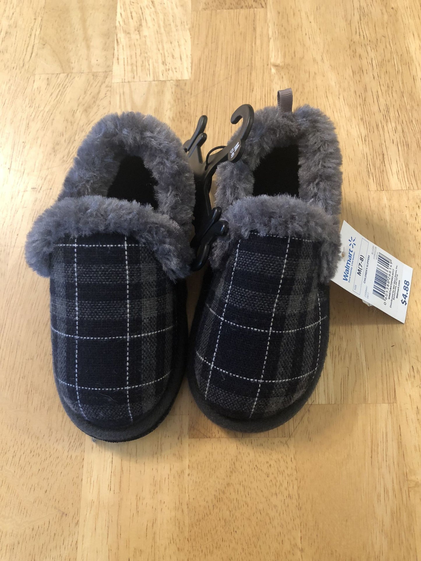 Toddler 7/8, Slippers — Boys Plaid,