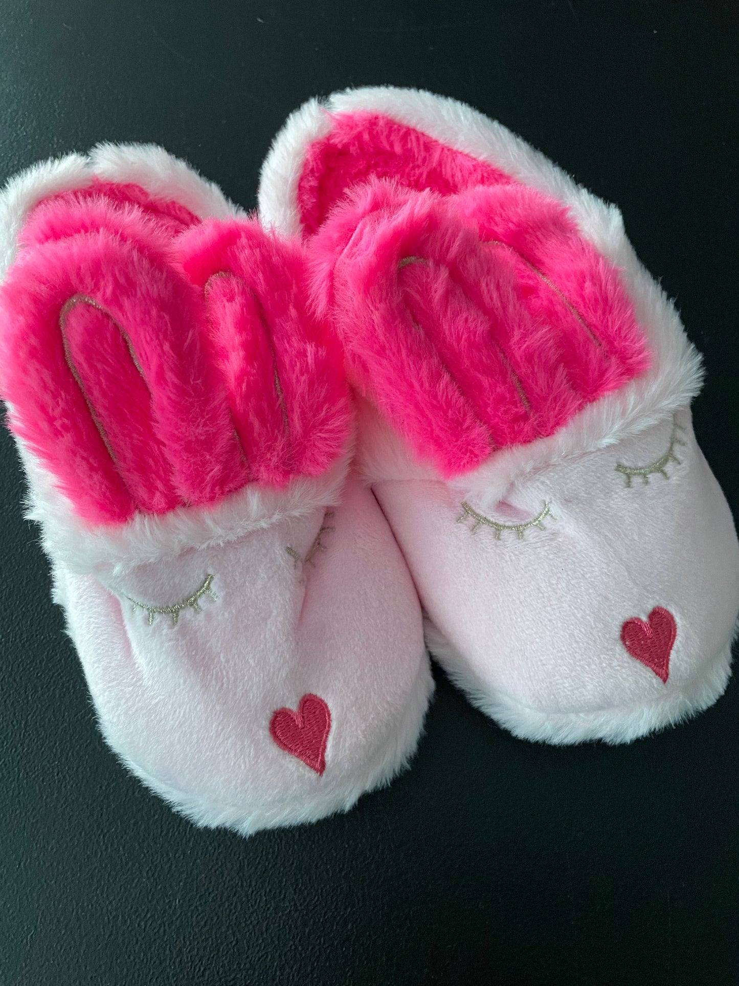 1-2 Girls Slippers, Fuzzy Pink Bunny