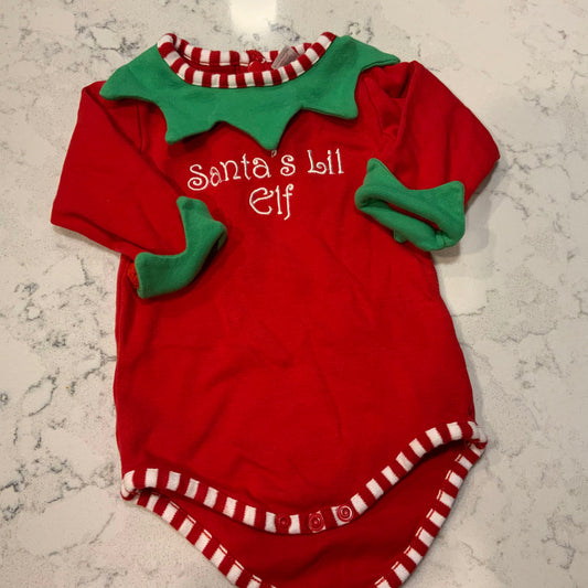 6-12M Infant Unisex Santa Elf Onsie