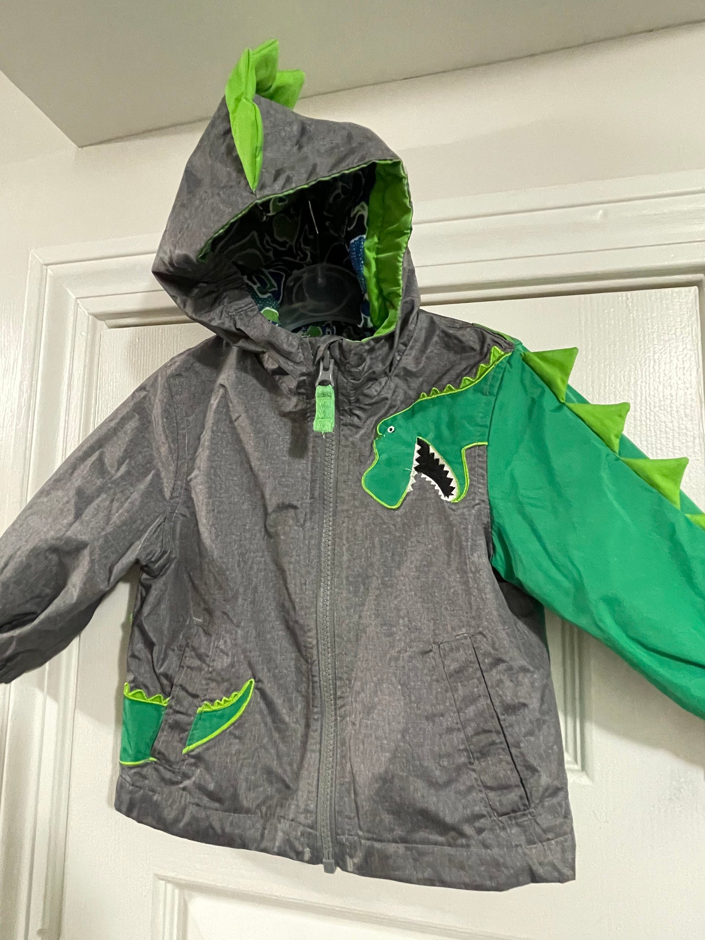 12M Boys Windbreaker, Gray, T-Rex