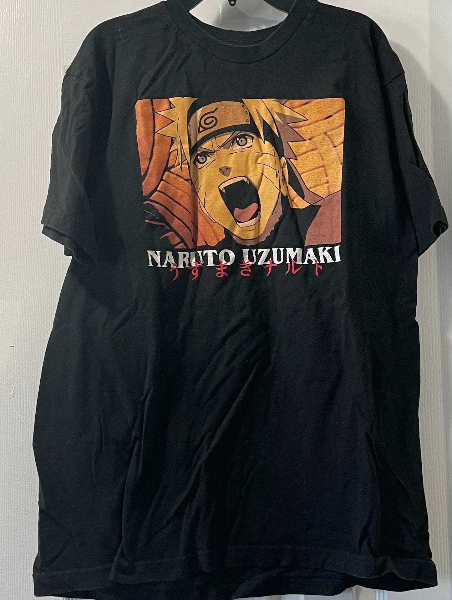 L Mens T-Shirt, Black, Naruto