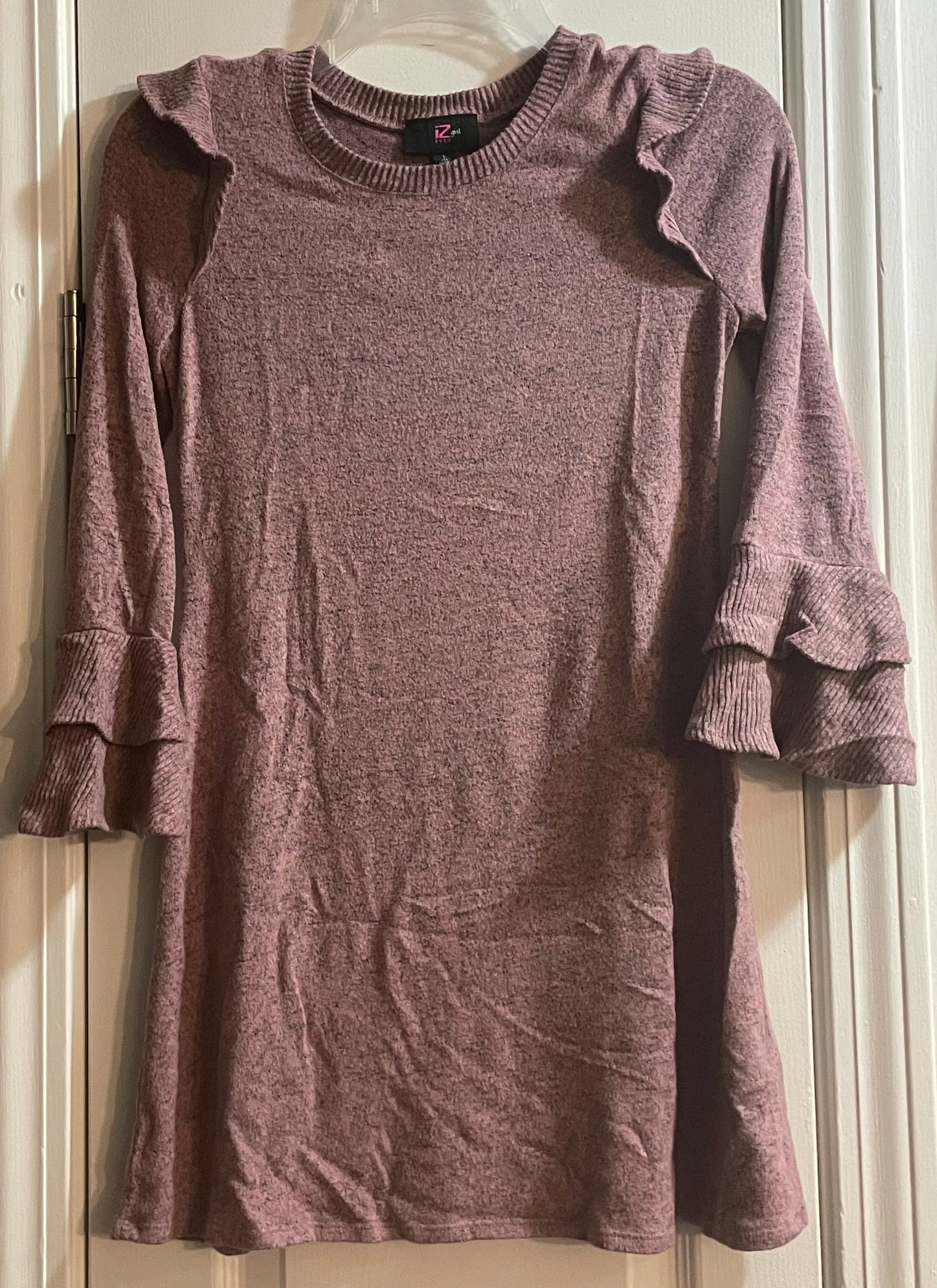 14 (L) Girls Sweater Dress, Heathered Mauve