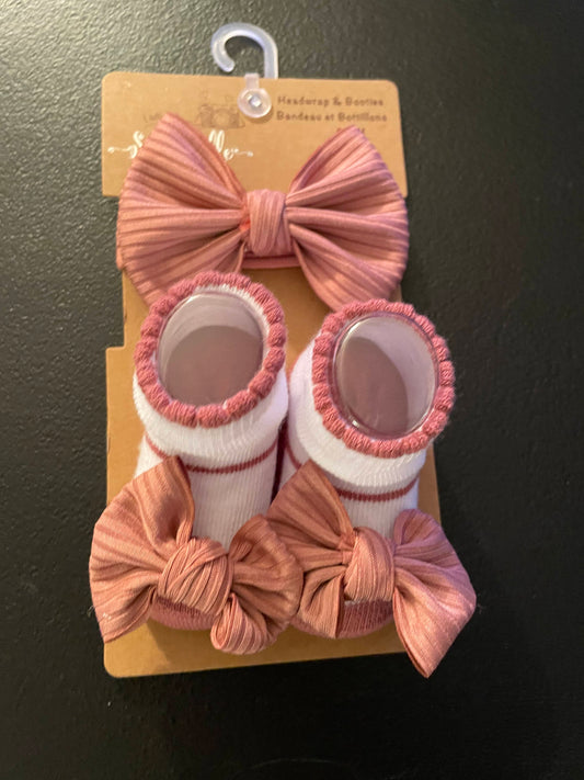 Socks & Headband Set, Dusty Rose, Infant Girls size 0-12mo