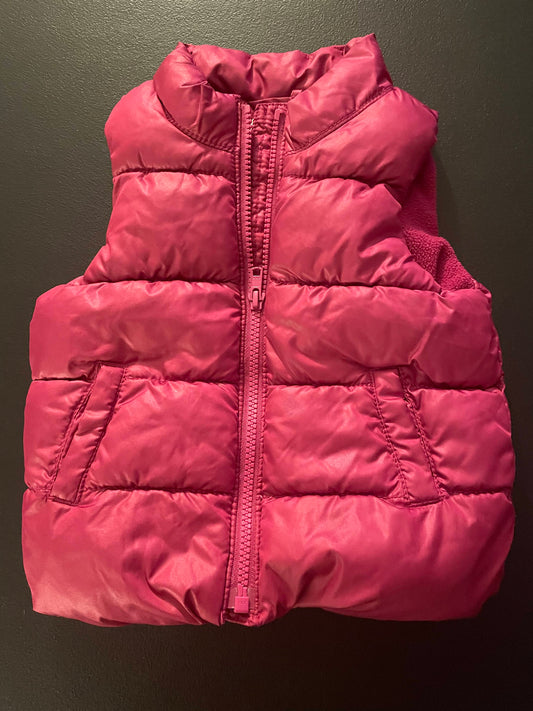 18-24M Girls Puffer Vest, Berry