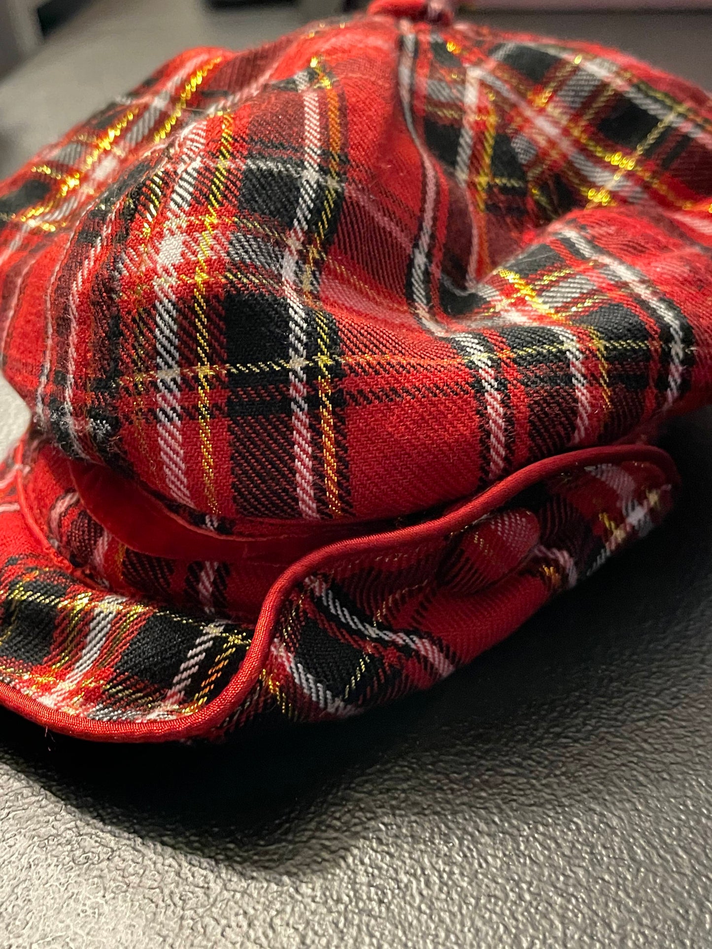 One Size Girls Bowler Hat, Red Plaid