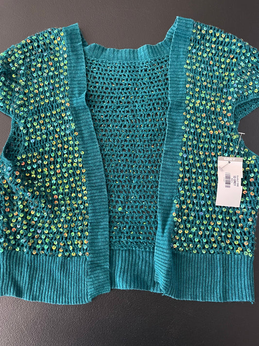 M/L Girls Shrug, Turquoise Sequined
