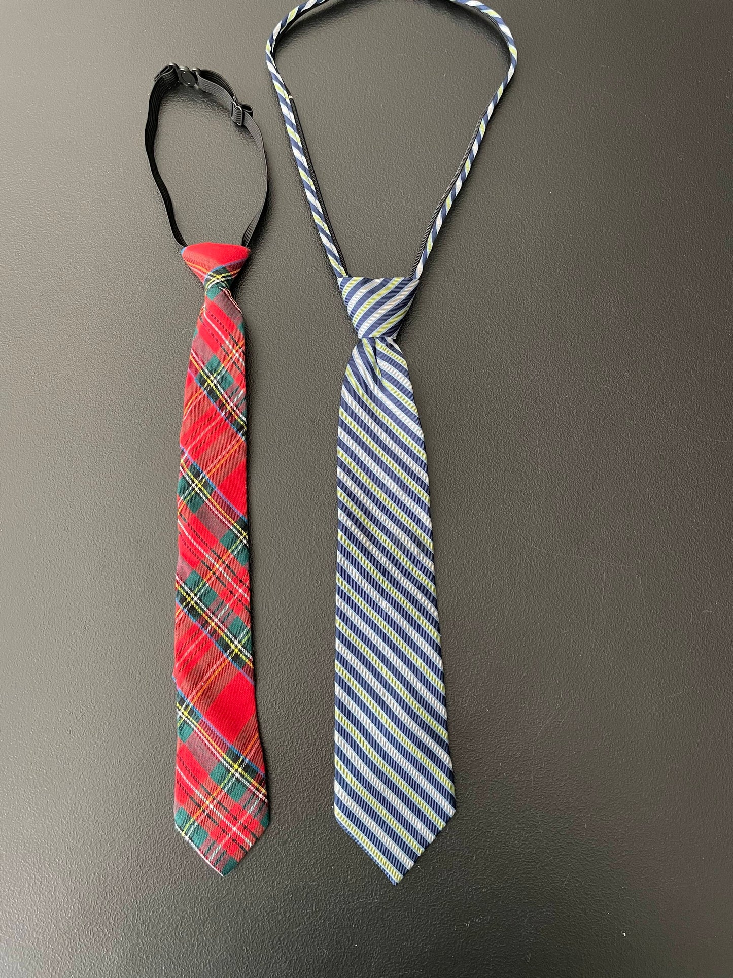 Boys Ties (2pk), Blue Stripes & Red Plaid