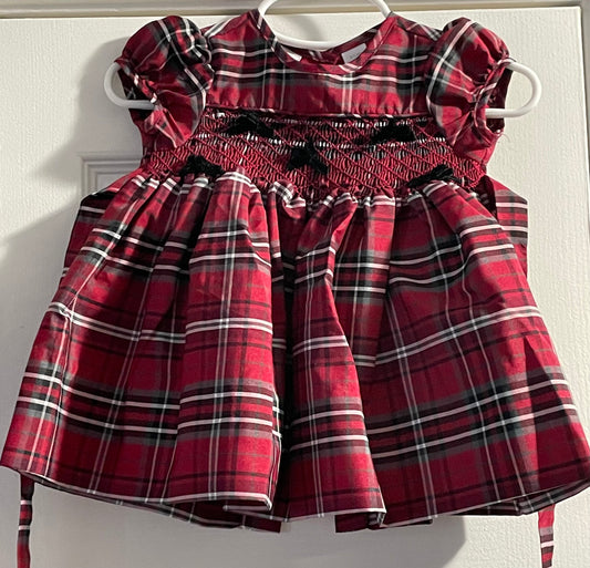 Plaid Christmas Dress, Red, 0-3M Girls