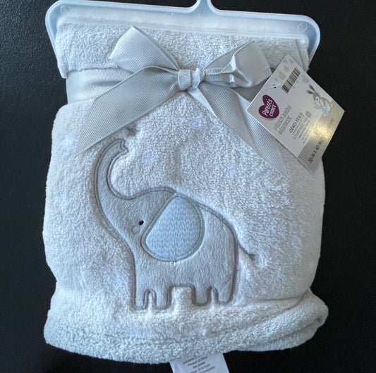 Infant Blanket, Grey Fleece, Elephant