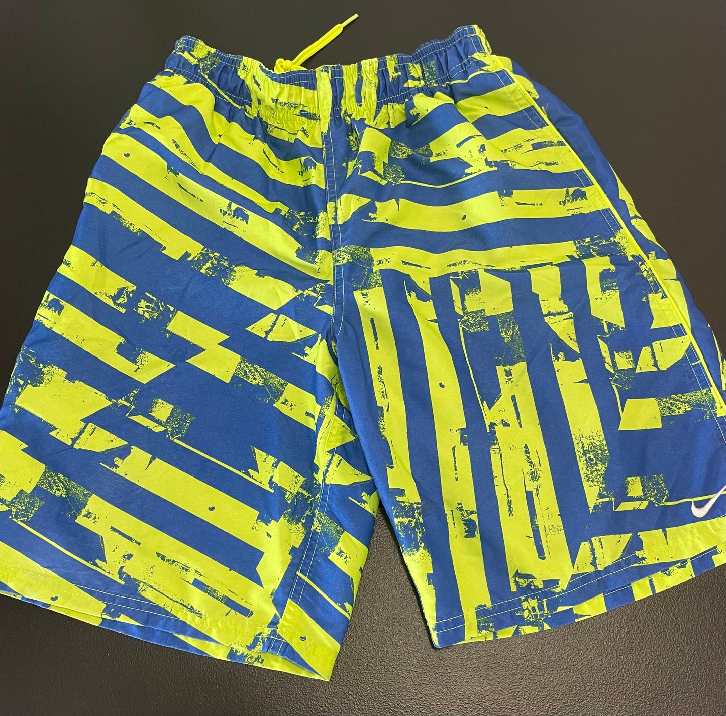 L Mens Swim Trunks, Neon Green & Blue