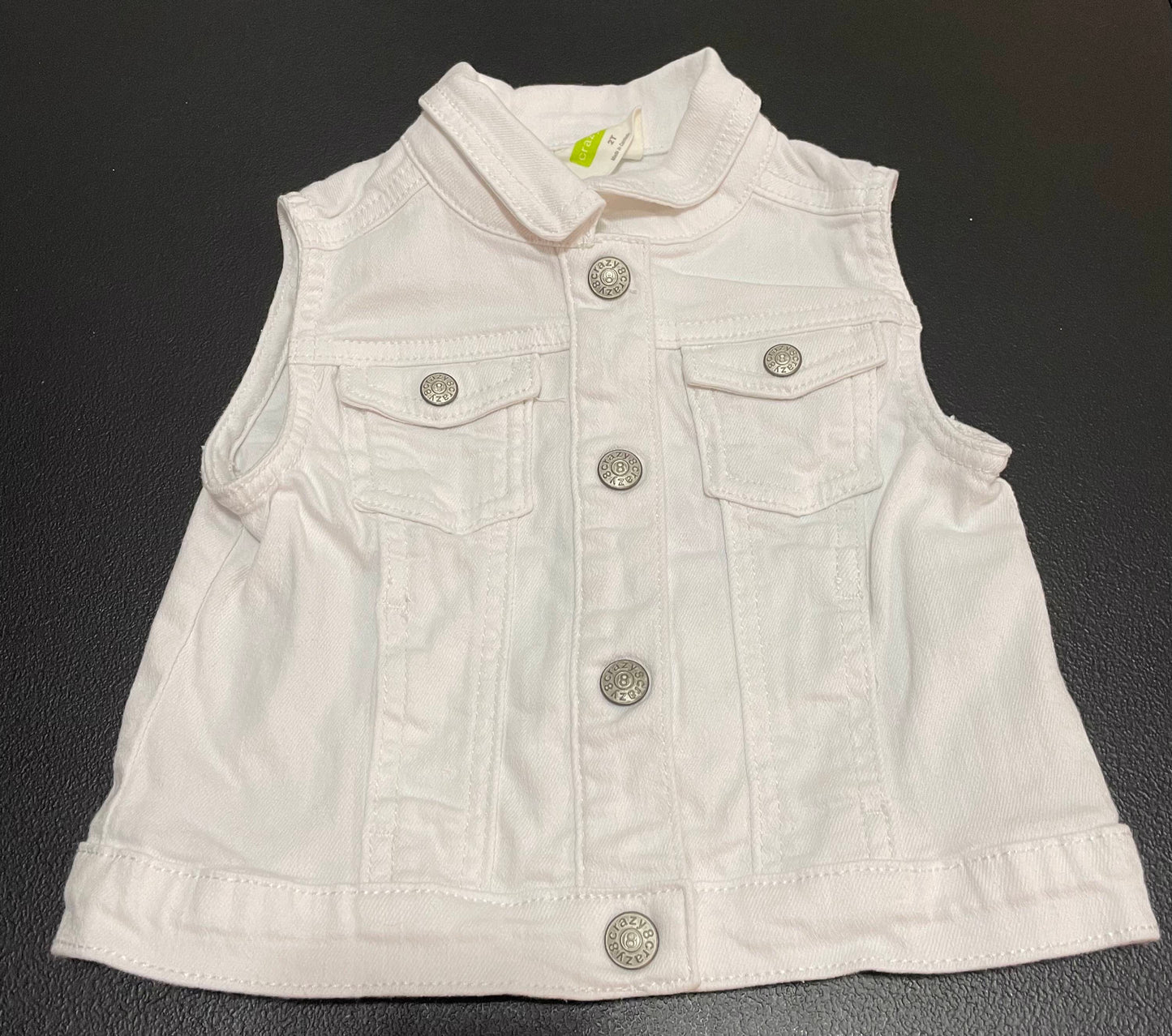 2T Girls Jean Vest, White