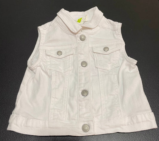 2T Girls Jean Vest, White