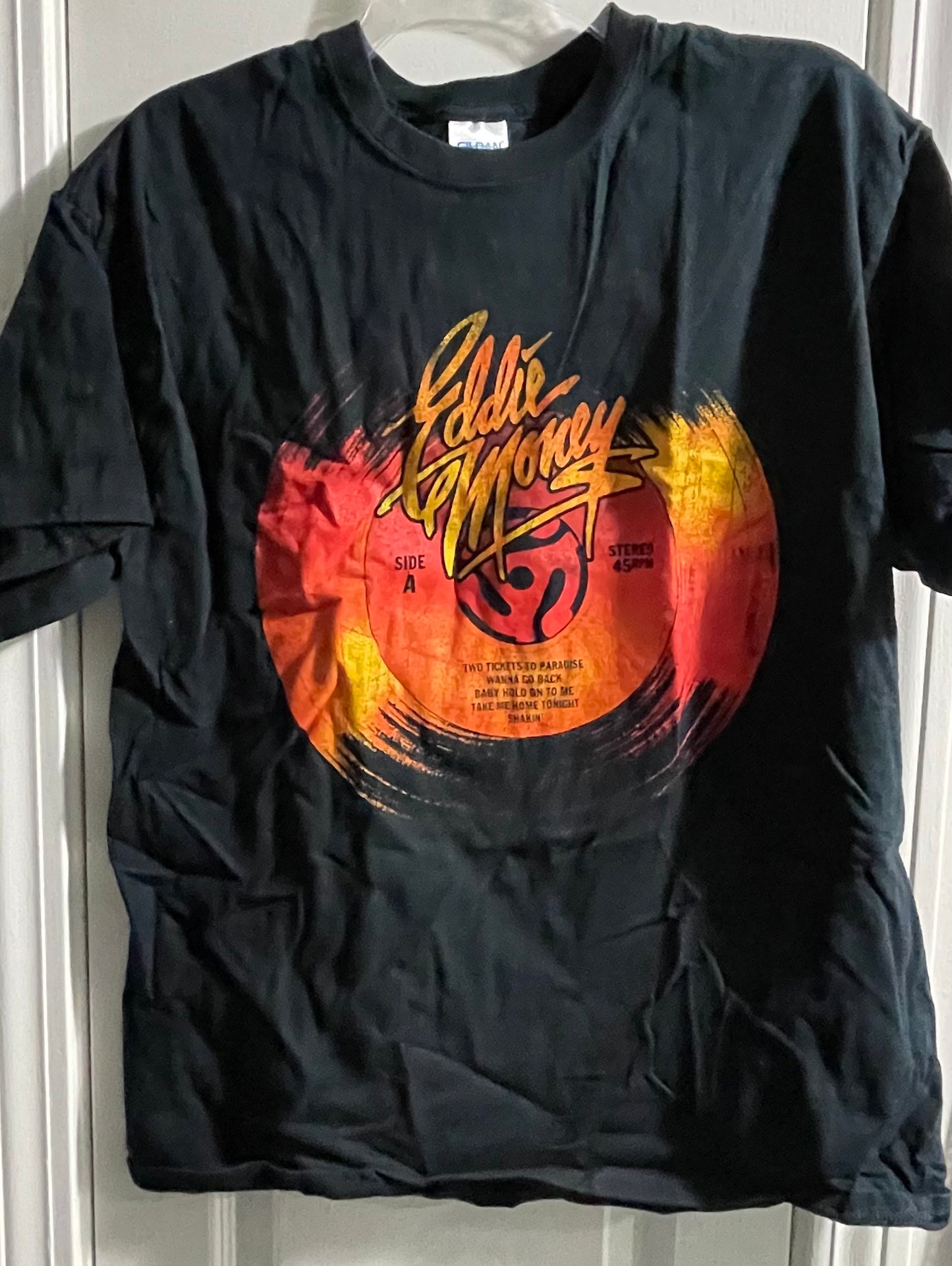 L Adult T-Shirt, Black, Eddie Money