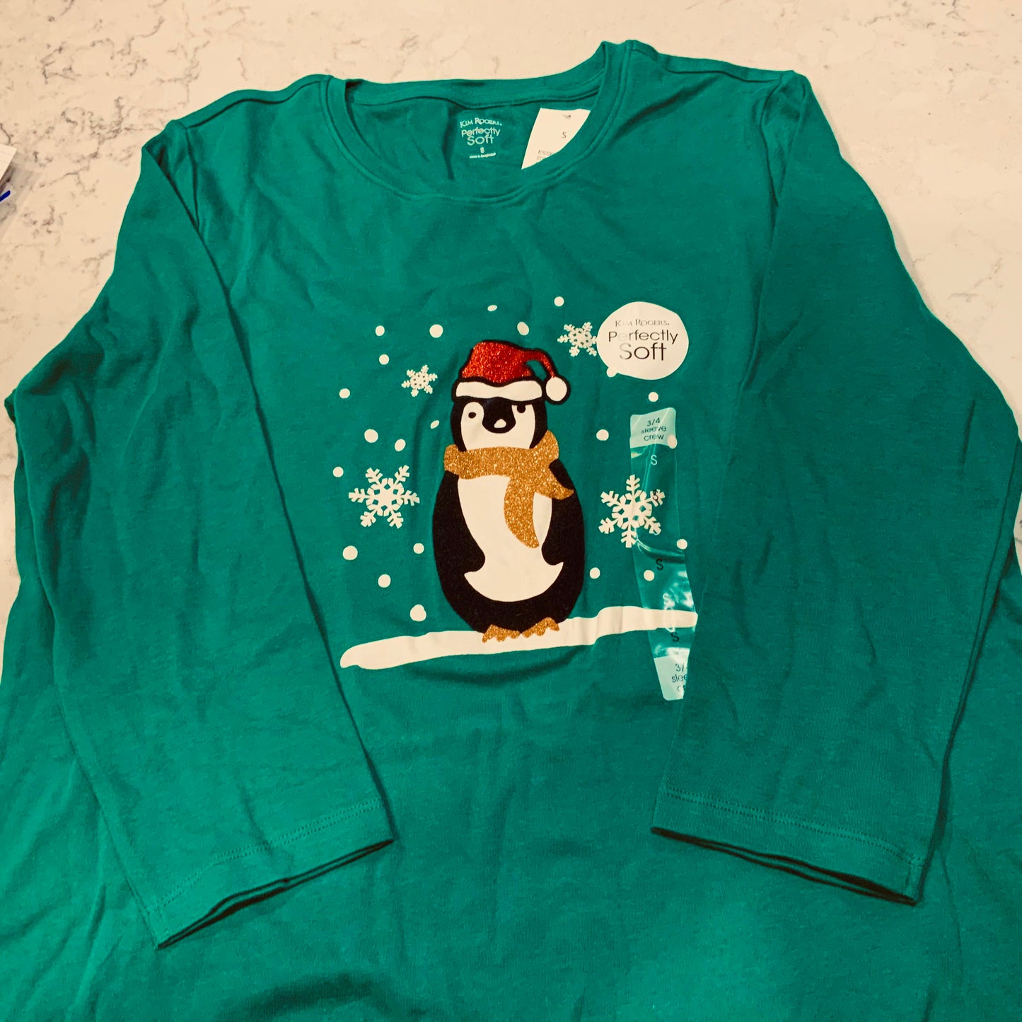 S Ladies Penguin Santa Top