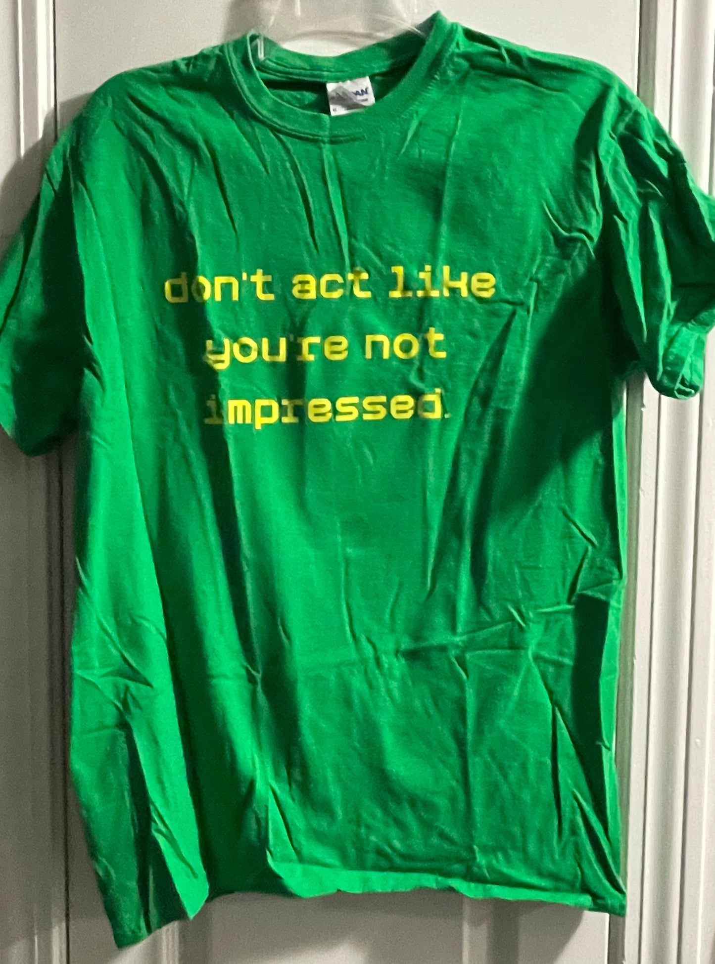 M Mens T-Shirt, Green, Not Impressed