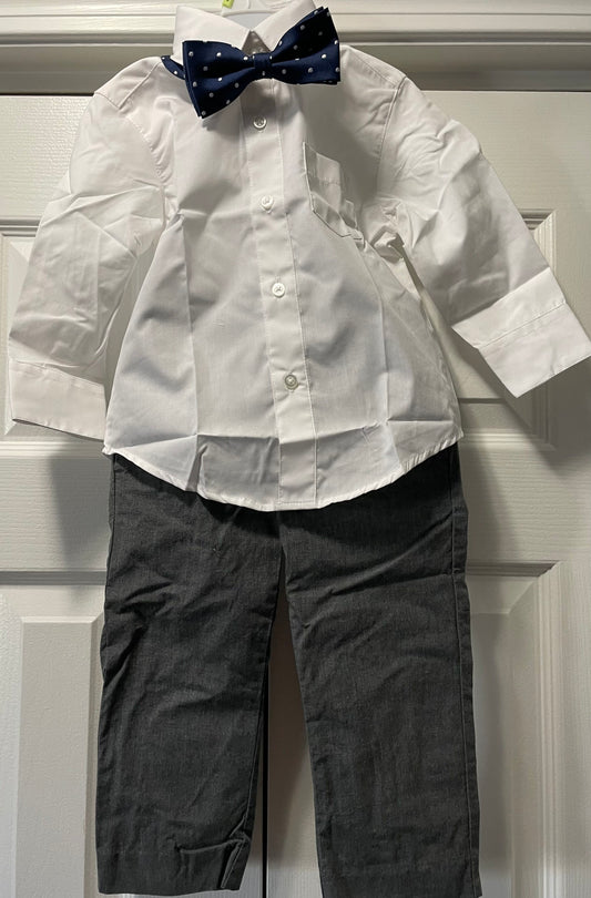 2T Boys 3pc Suit, White & Gray