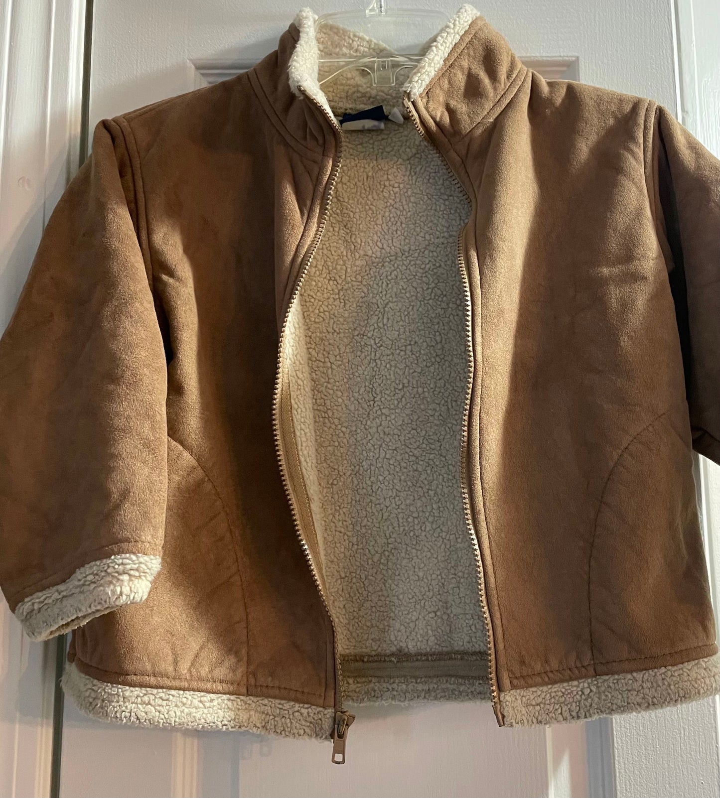 7/8 Girls Faux Suede Jacket, Camel Brown