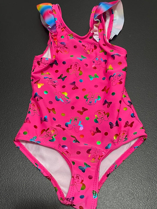 18m Girls Bathing Suit, Hot Pink w/Minnie Mouse