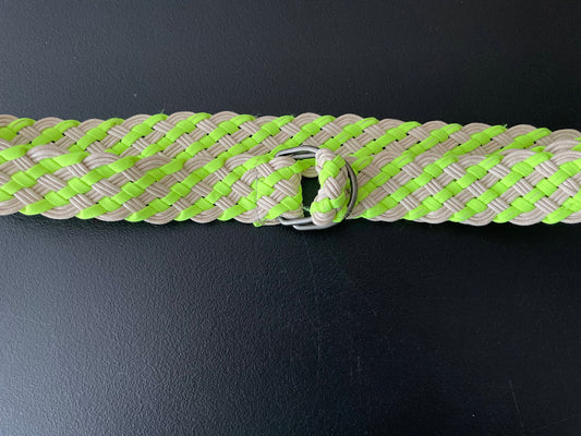 M Womens Belt, Taupe & Neon Green