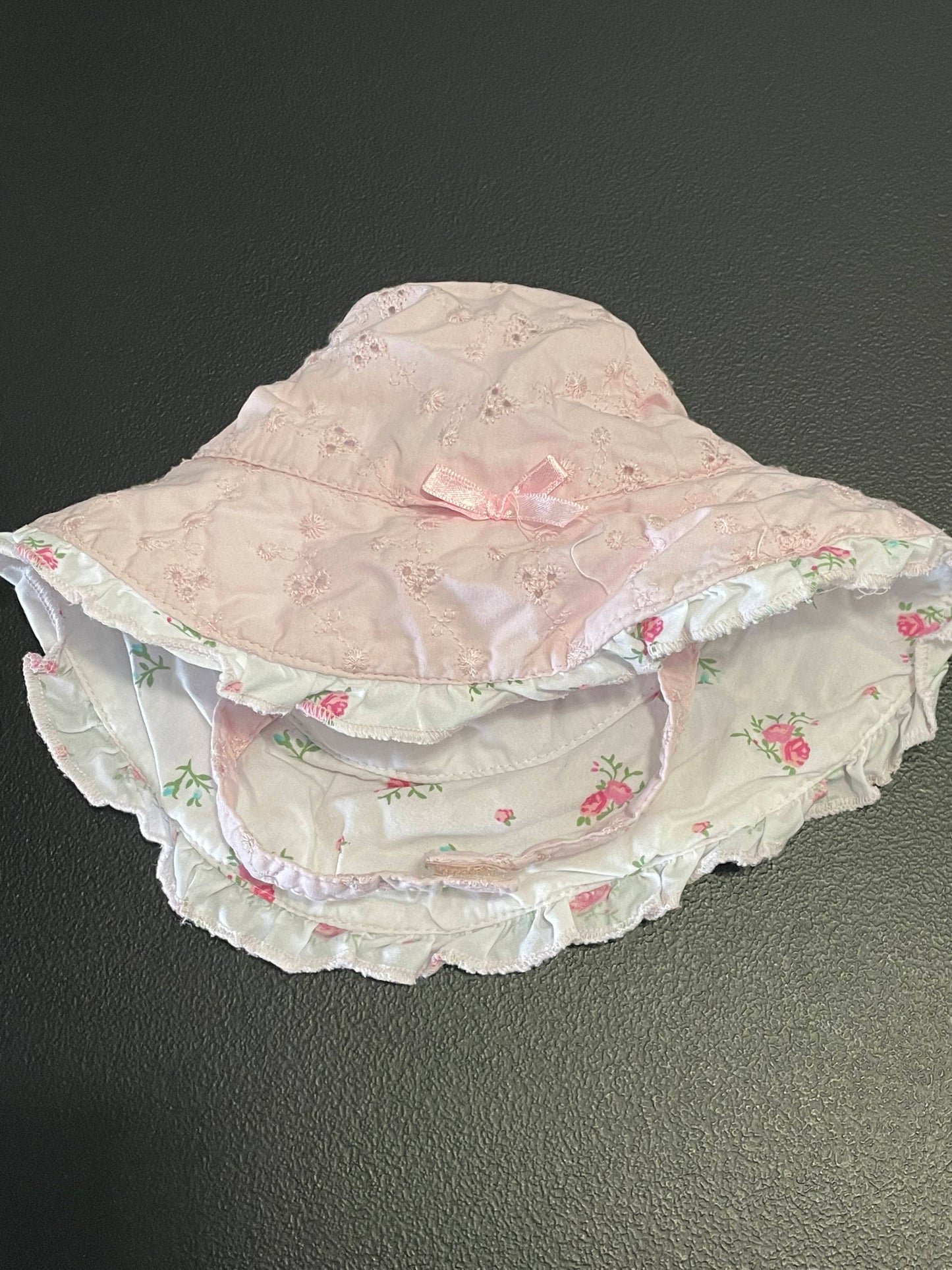 Pink Eyelet Bucket Sun Hat, Girls 0-3 months