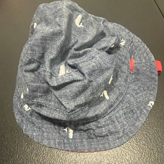 12-24M Boys Bucket Hat, Denim w/Whales