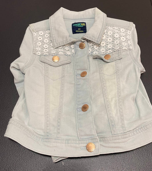 3T Girls Jean Jacket, Crochet Embellishment