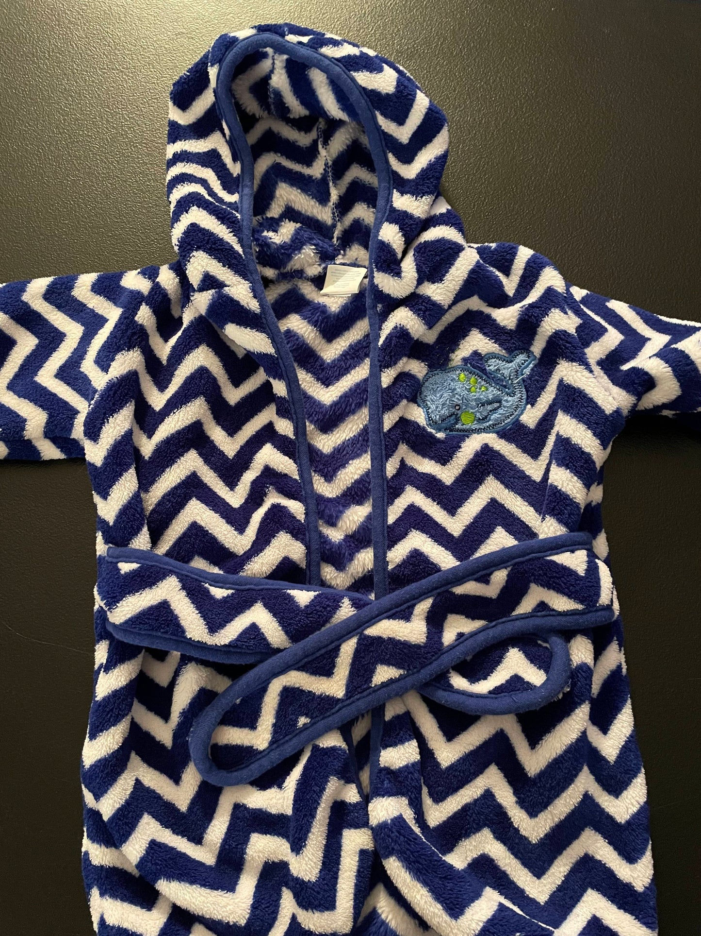 0-9M Boys Robe, Blue & White w/Whale