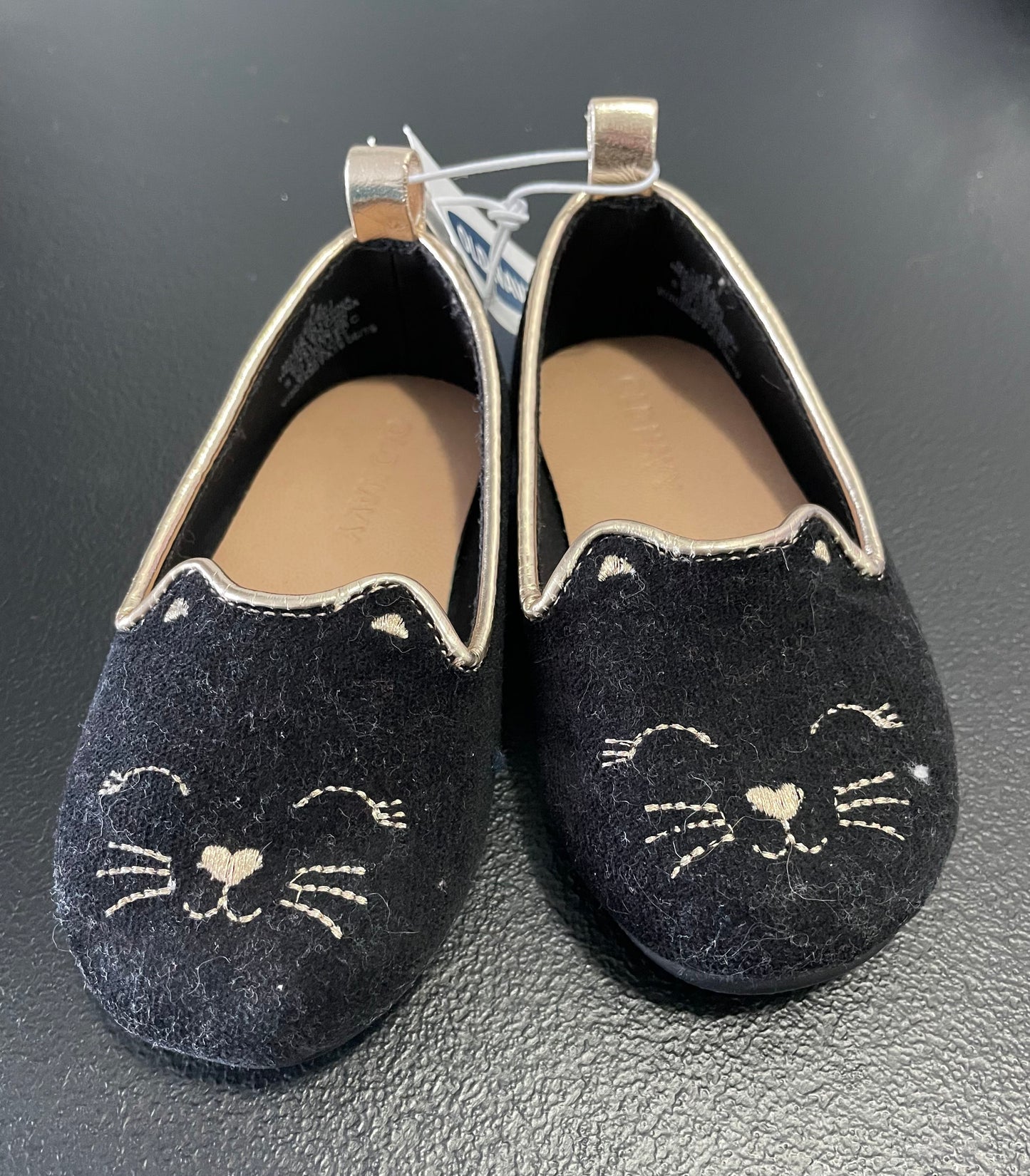 5 Toddler Girls Dress Flats, Black Cat w/Ears