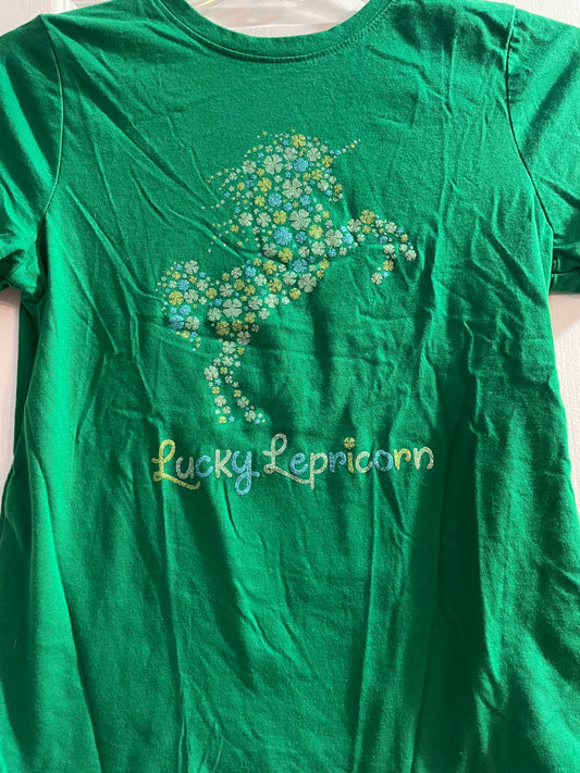 14/16 XL Girls T Shirt, St Patty’s Day Unicorn