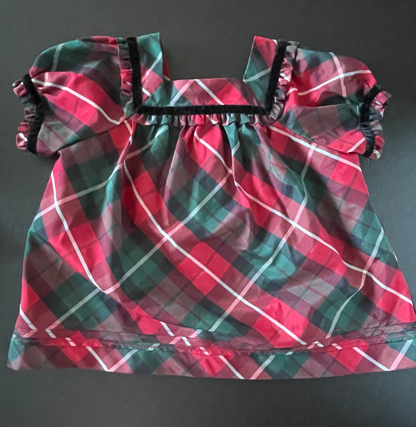 2T Girls Blouse, Red Christmas Plaid