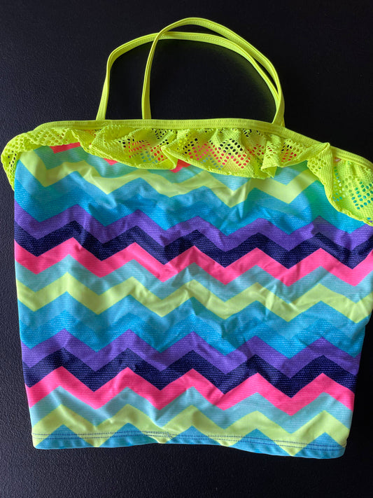 14/16 Girls Tankini Top, Neon Chevron