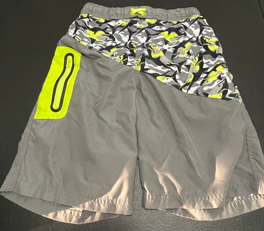 10/12 (L) Boys Swim Trunks, Grey & Shark Camo Print