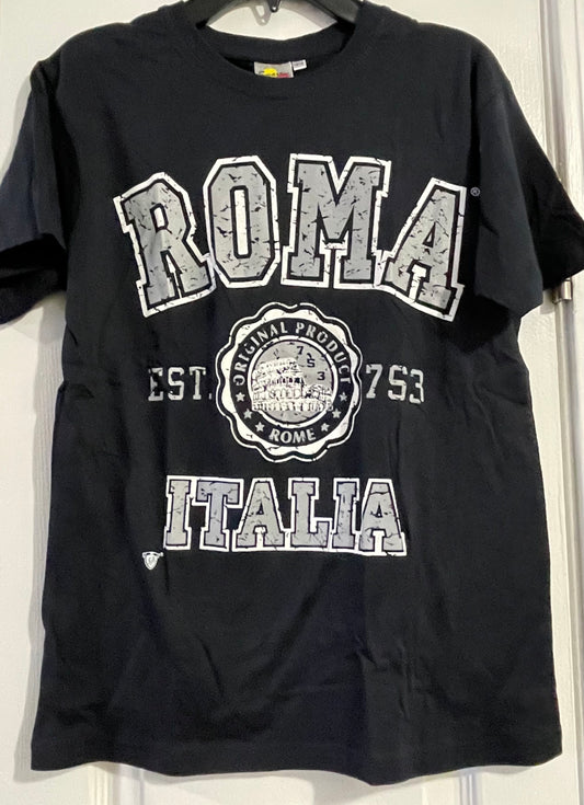 L Kids T-Shirt, Black, Roma Italia